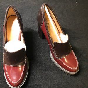Nine West Heeled Red/Brown Loafers- New- Size 6.5M